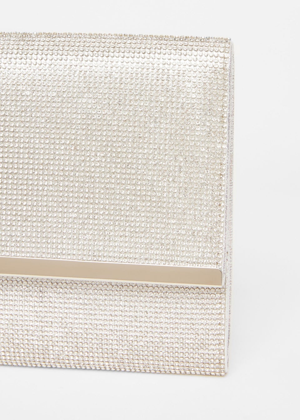 Quiz Silver Diamante Envelope Clutch Bag