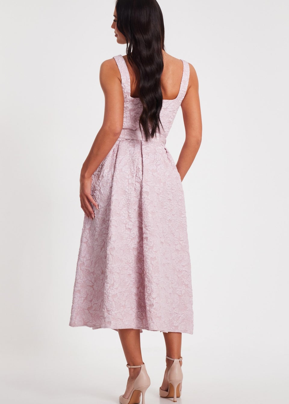 Quiz Pink Jacquard Midi Dress