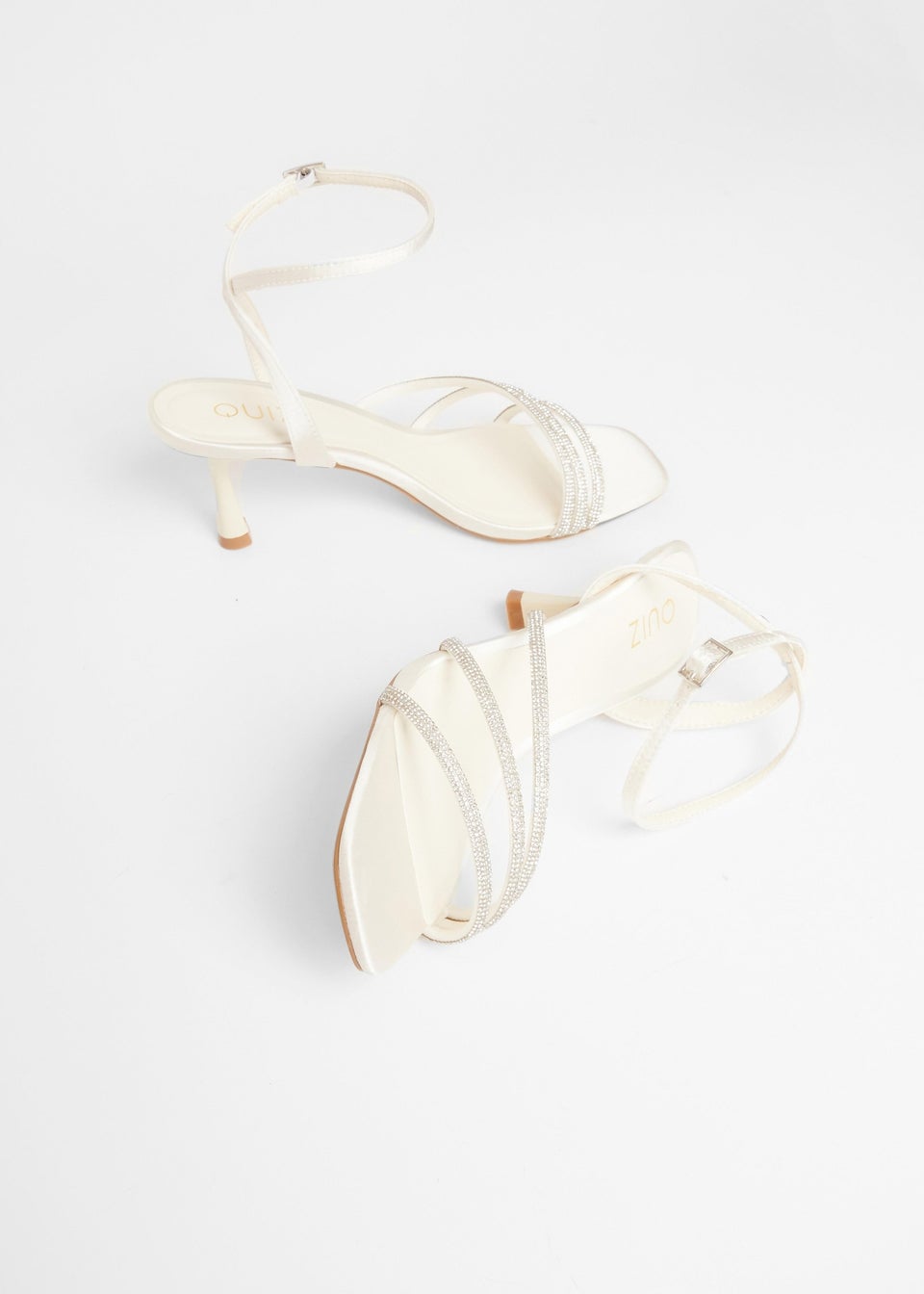 Quiz White Embellished Heels