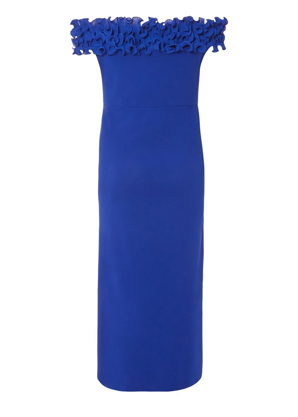 Quiz Blue Curve Bardot Ruffle Maxi Dress