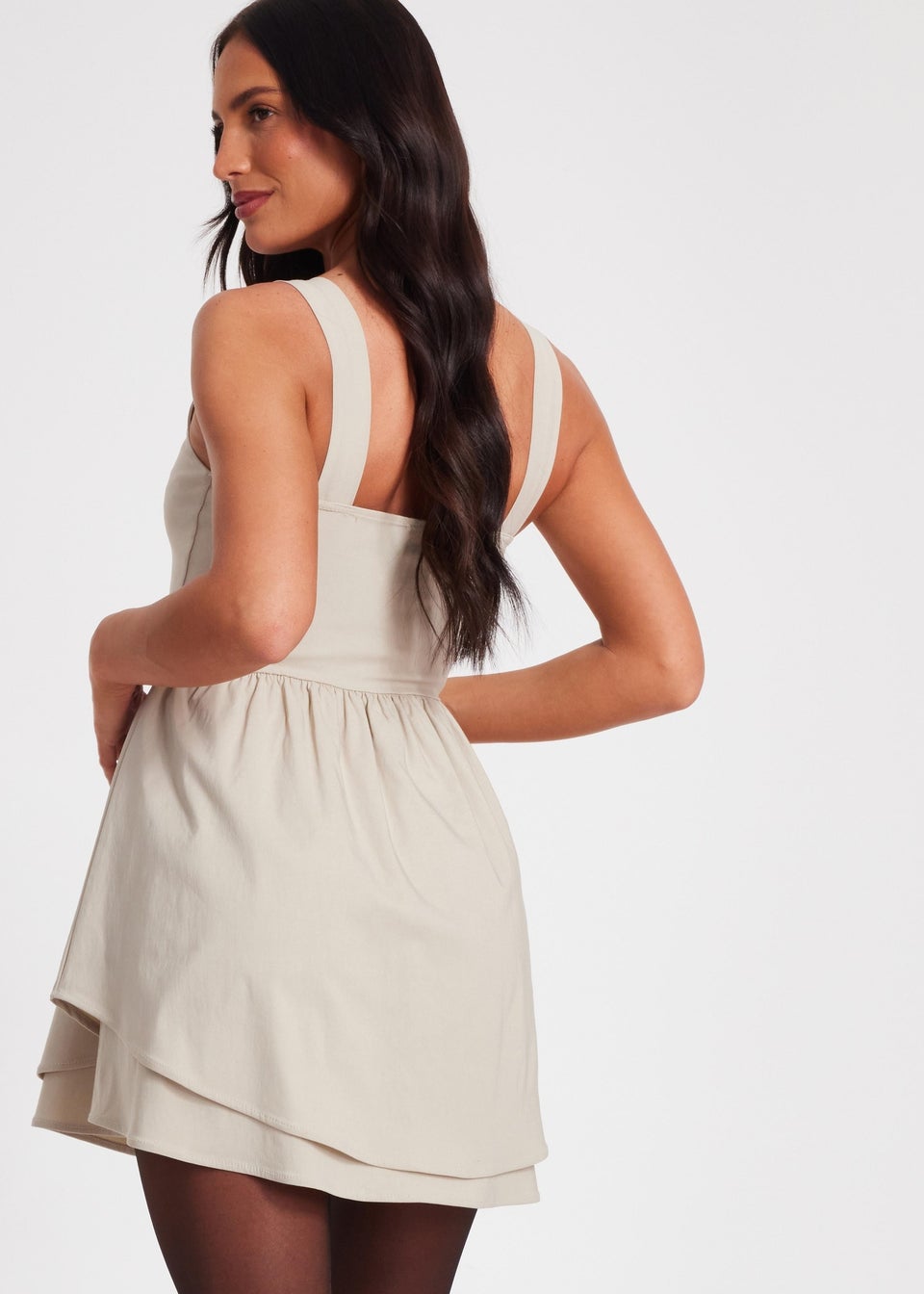 Quiz Stone Double Layered Skater Dress