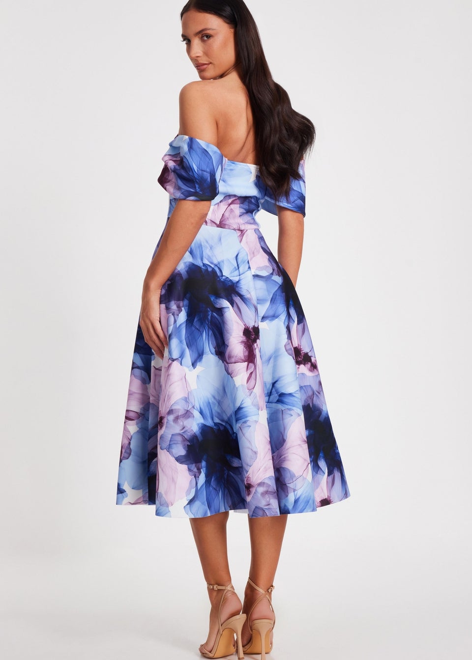 Quiz Blue Floral Skater Dress