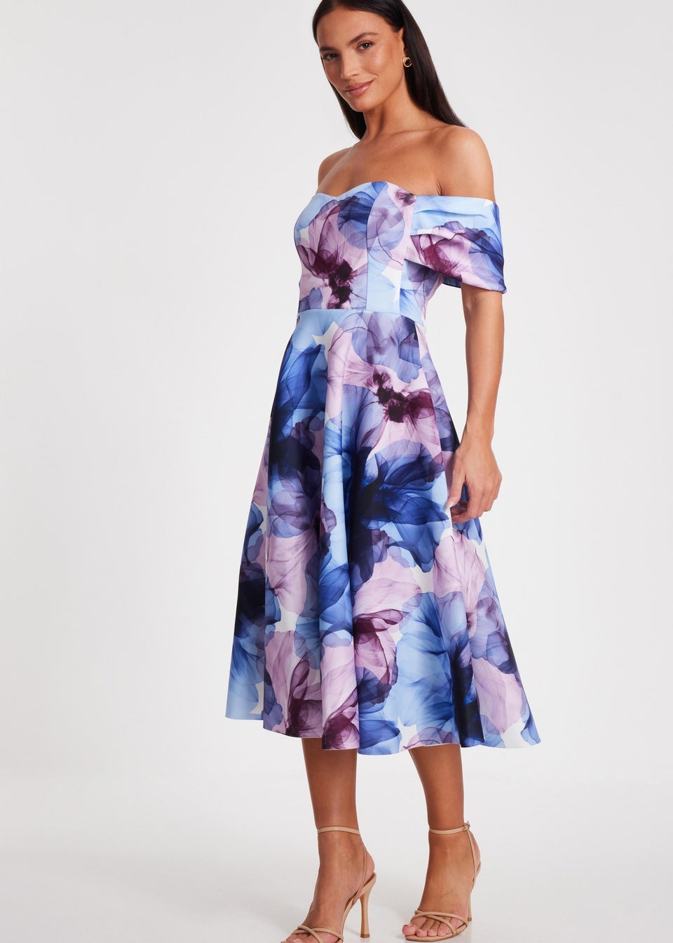 Quiz Blue Floral Skater Dress