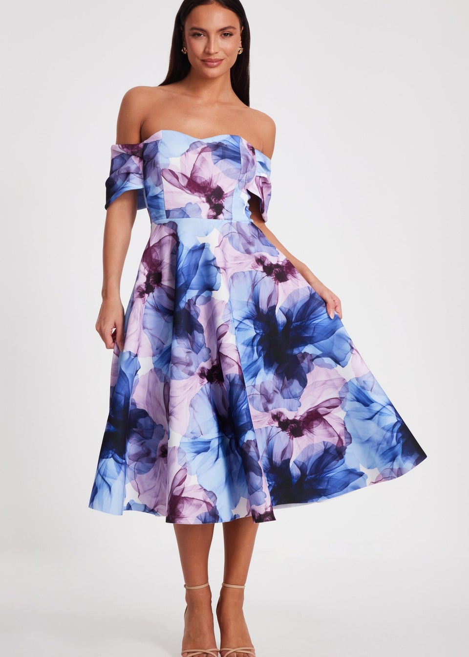 Quiz Blue Floral Skater Dress