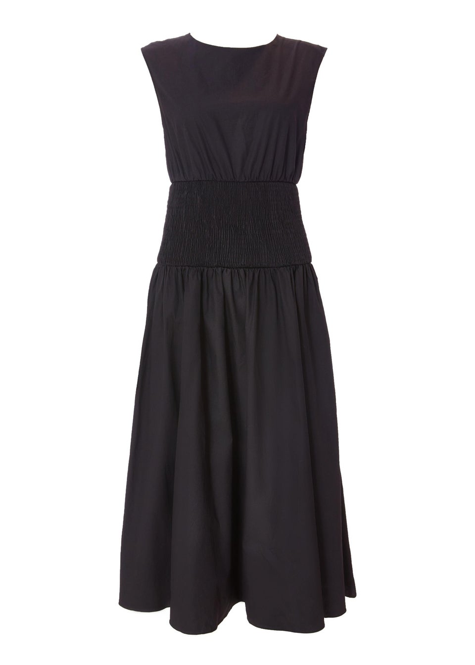 Quiz Black Shirred Waist Midaxi Dress