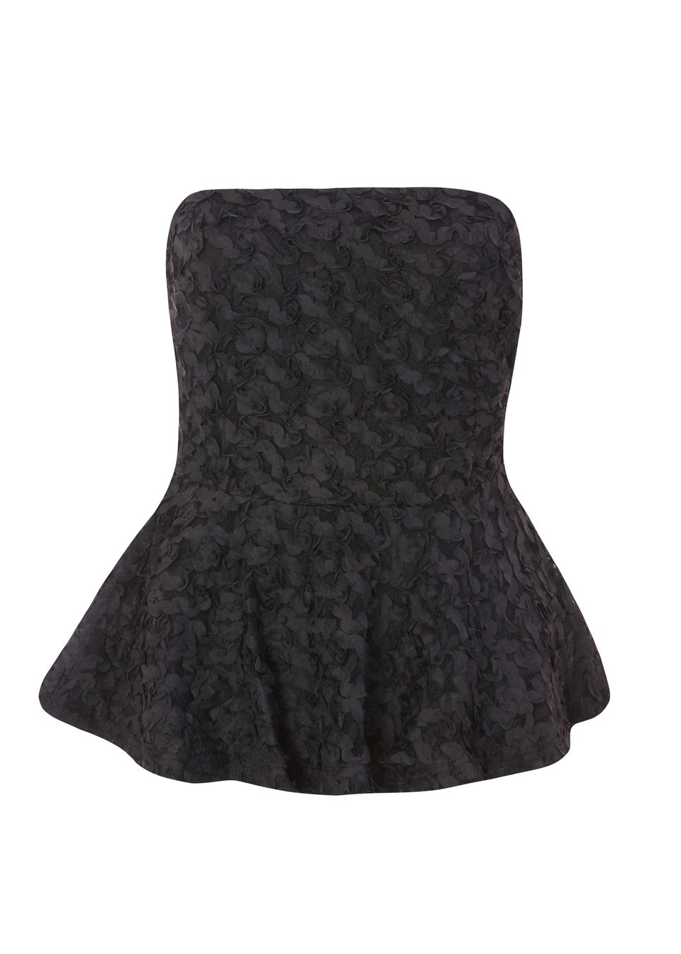 Quiz Black Floral Textured Peplum Top