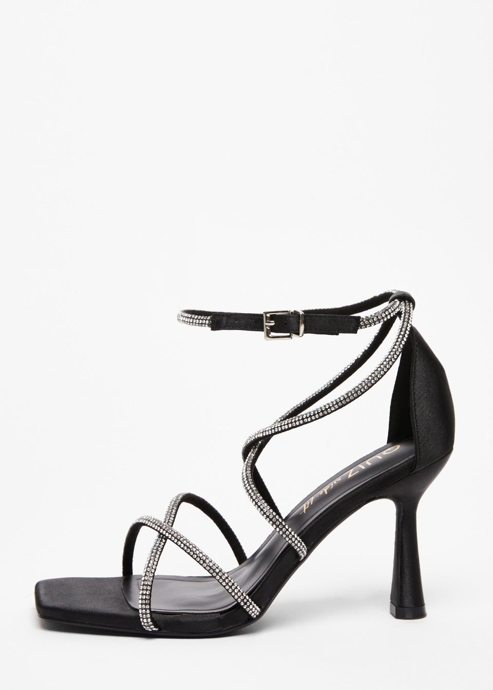 Quiz Black Wide Fit Diamante Heels