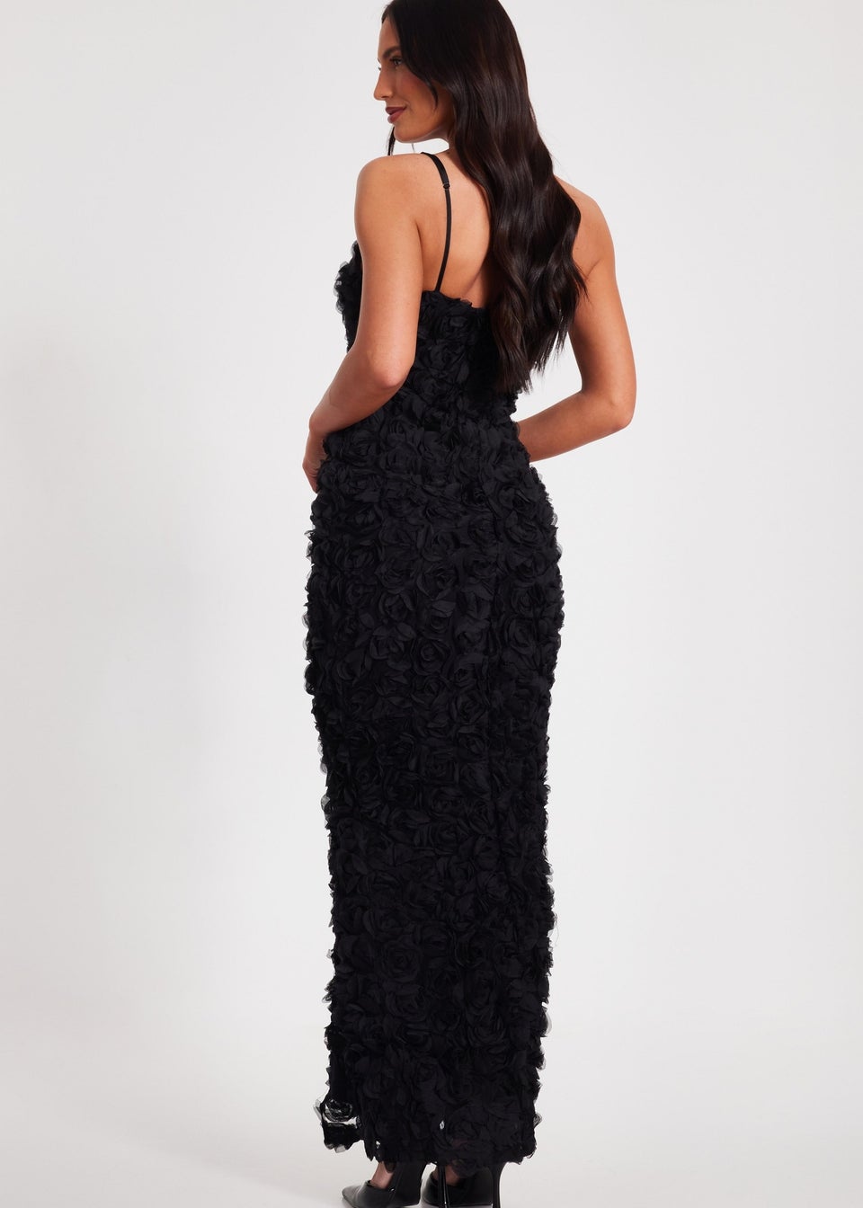 Quiz Black One Shoulder Floral Maxi Dress