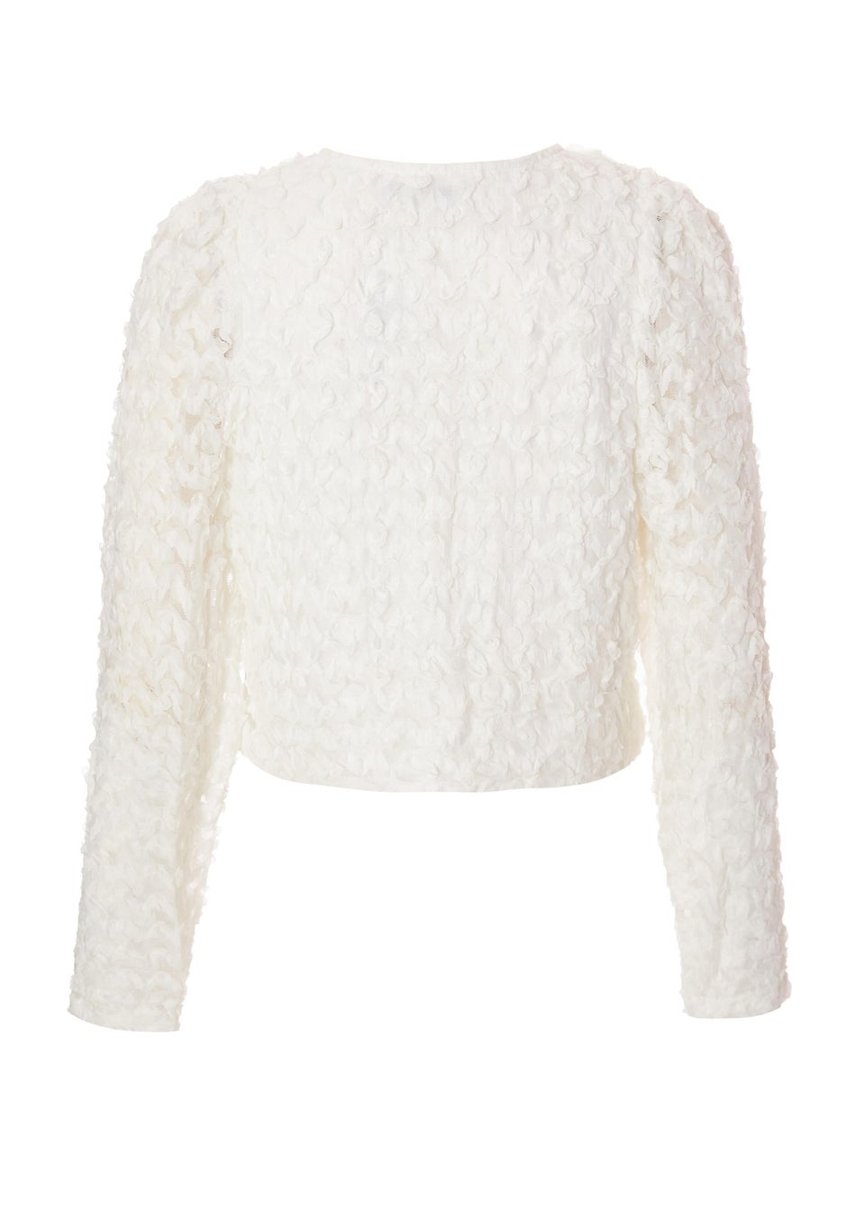 Quiz Cream Chiffon Floral Cropped Jacket