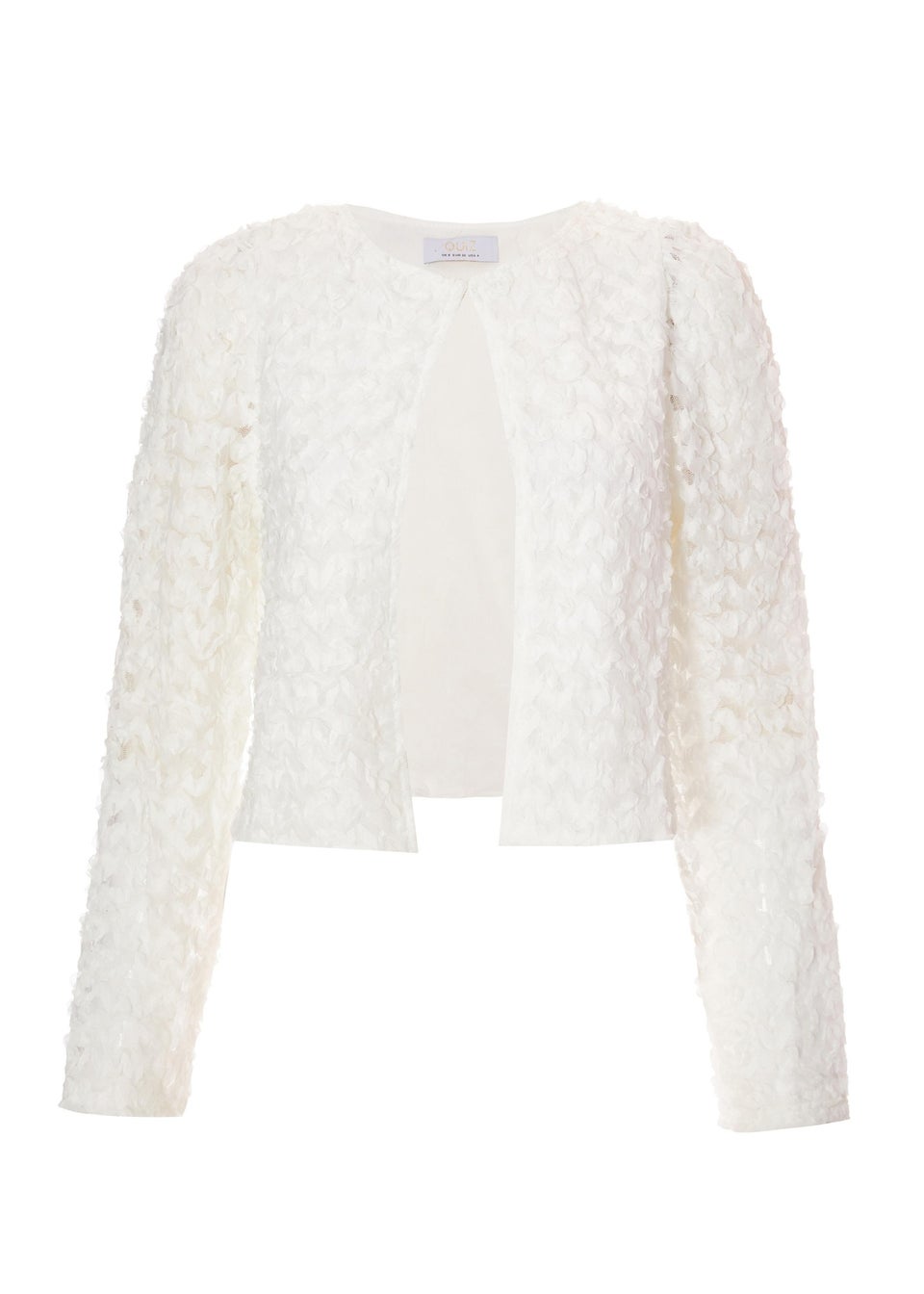 Quiz Cream Chiffon Floral Cropped Jacket