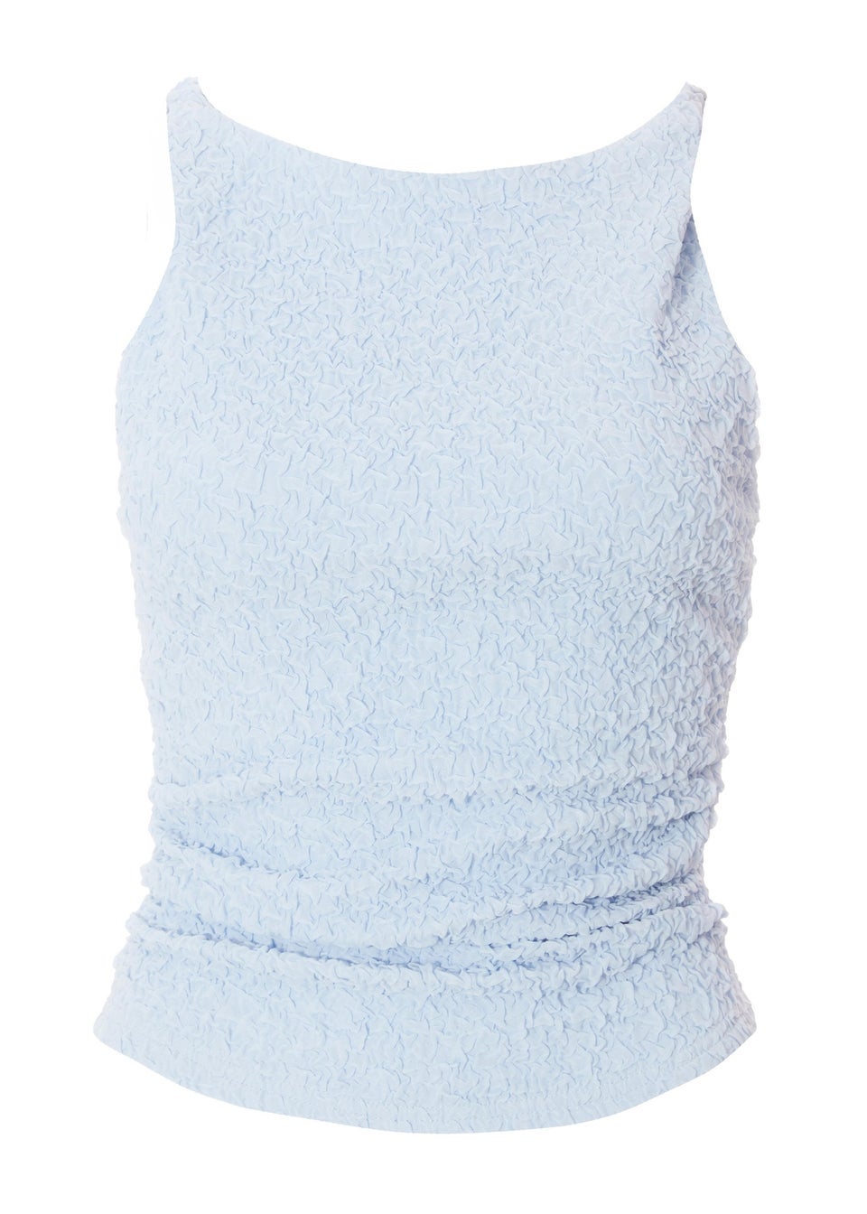 Quiz Blue Textured Mesh Top