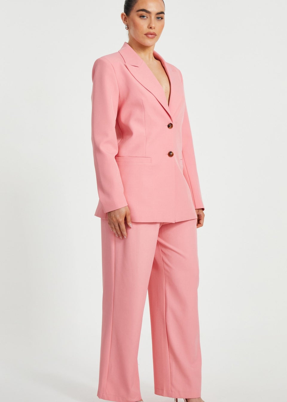 Quiz Coral Petite Woven Long Sleeve Blazer