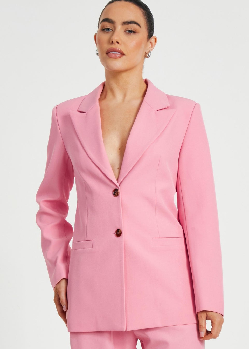 Quiz Coral Petite Woven Long Sleeve Blazer