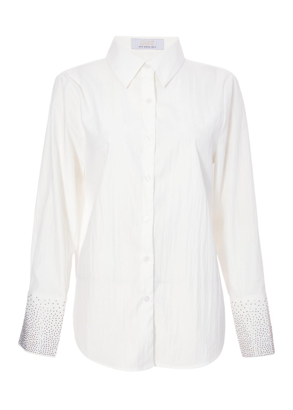 Quiz White Diamante Cuff Shirt