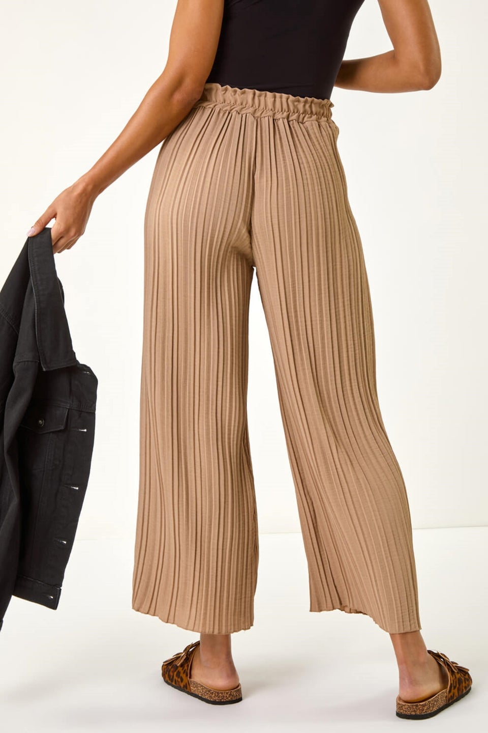 Roman Natural Pleated Wide Leg Stretch Culottes