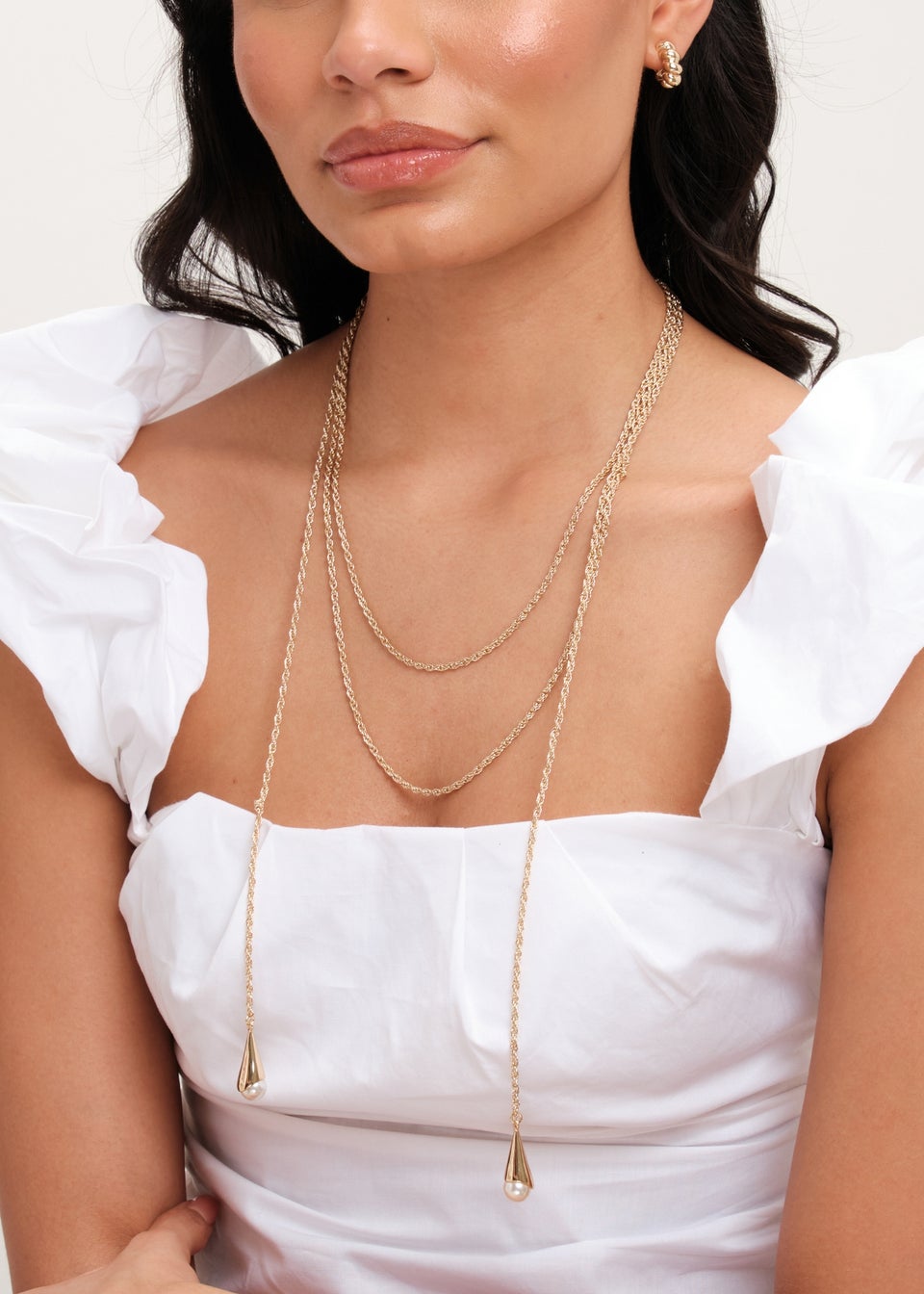 Mood Gold Pearl multirow Rope Necklace