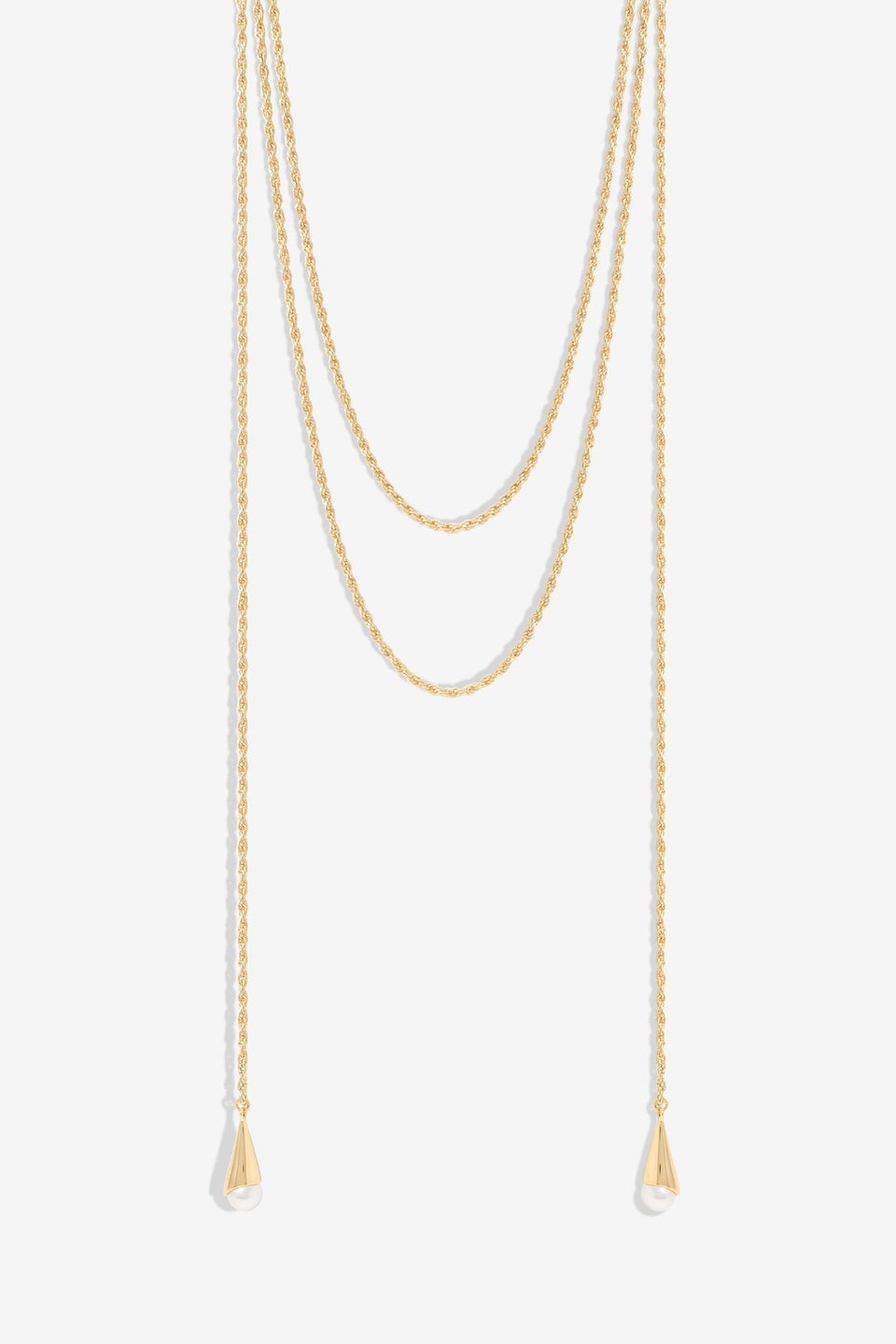 Mood Gold Pearl multirow Rope Necklace