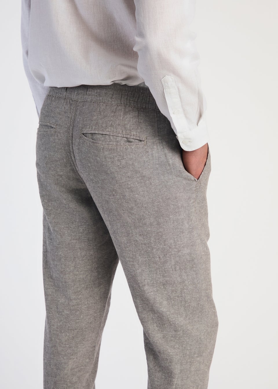Tokyo Laundry Grey Linen Blend Straight Leg Trousers