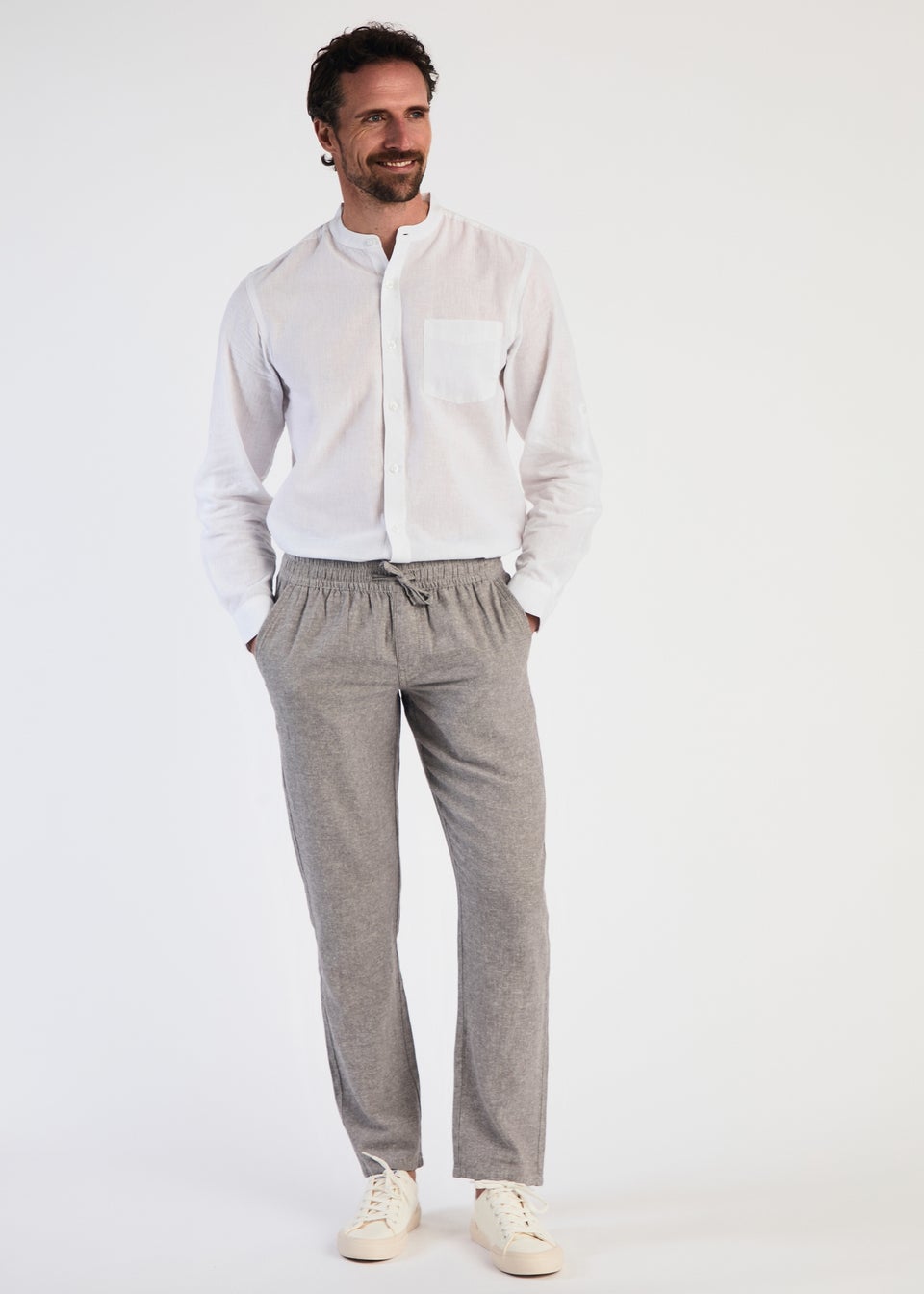 Tokyo Laundry Grey Linen Blend Straight Leg Trousers