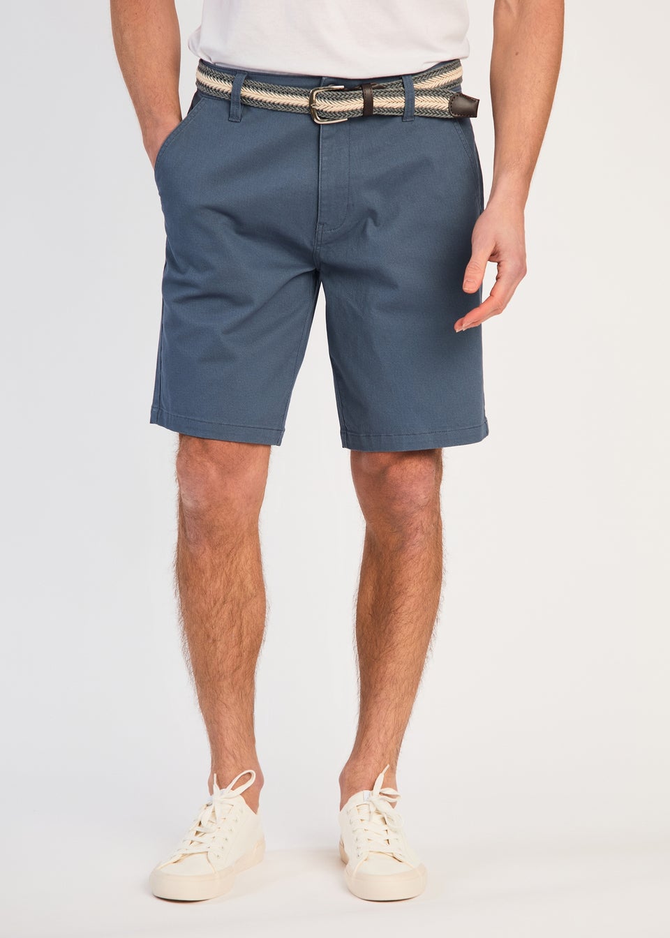 Tokyo Laundry Blue Cotton Chino Short With Belt