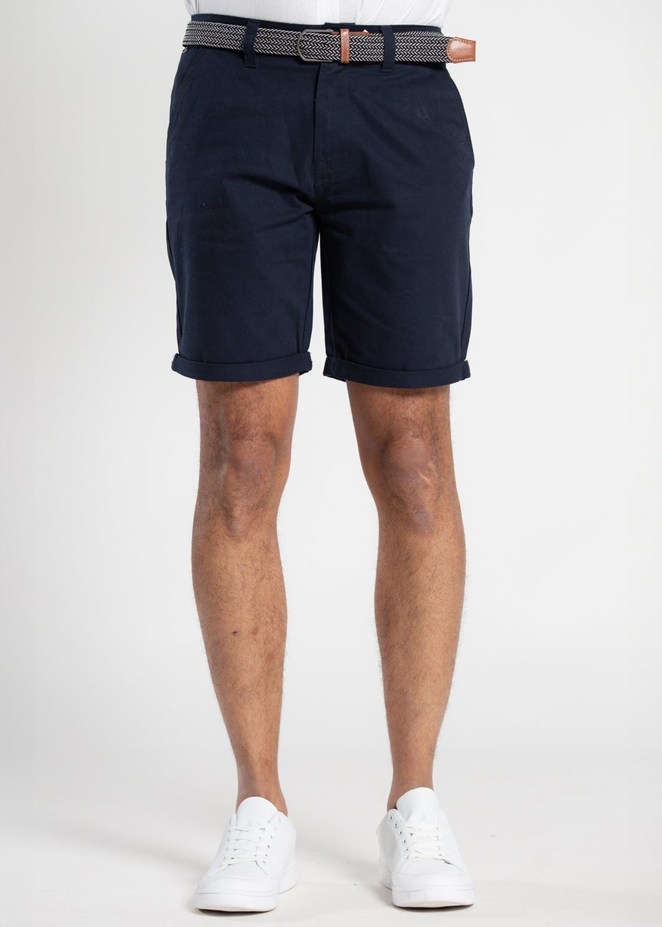 Tokyo Laundry Navy Cotton Belted Chino Shorts