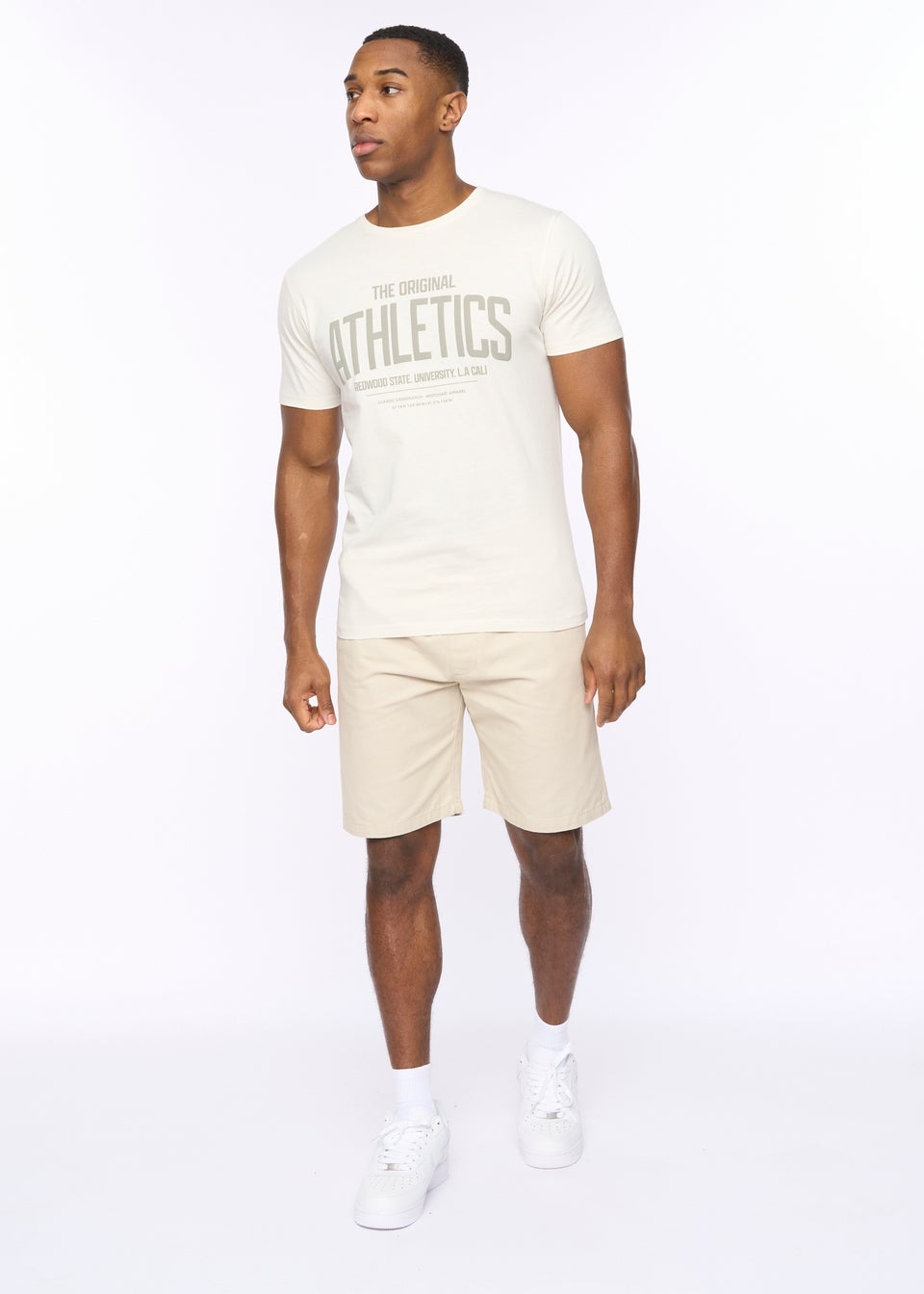 Crosshatch Light Stone Blansmoore Elastic Waist Shorts