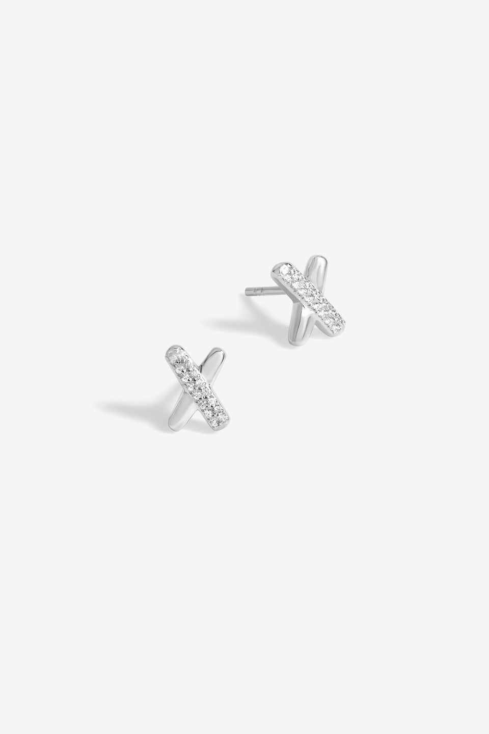 Simply Silver Sterling Silver 925 Polished & Crystal Kiss Stud Earrings