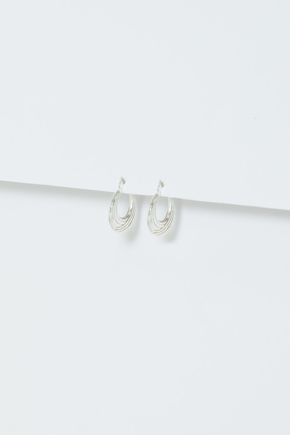 Simply Silver Sterling Silver 925 Polished Ribbed Flat Hoop Earrings