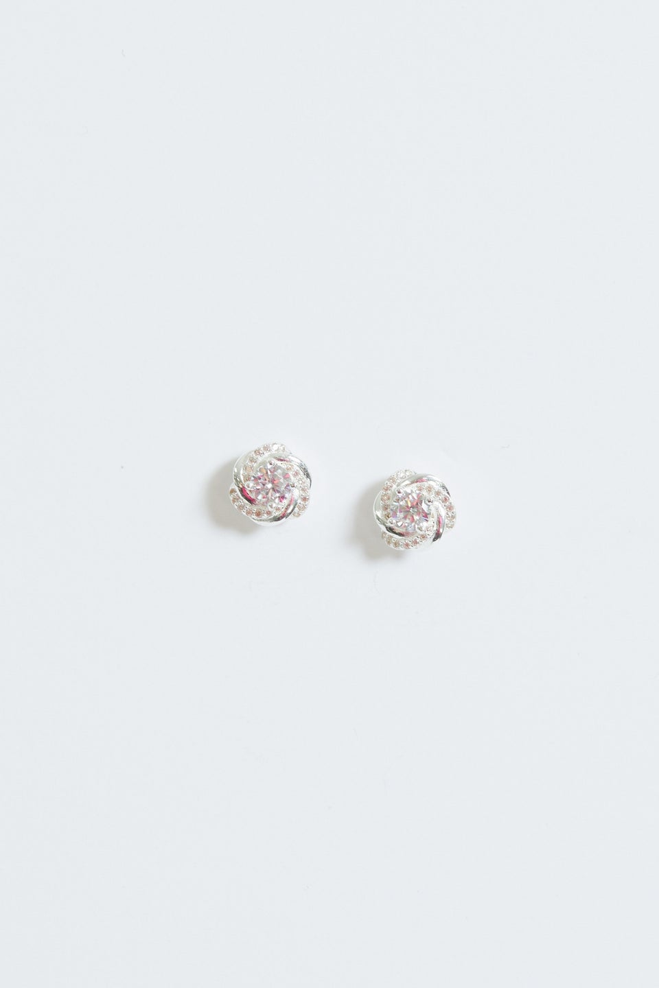 Simply Silver Sterling Silver 925 Polished & Cubic Zirconia Knot Stud Earrings