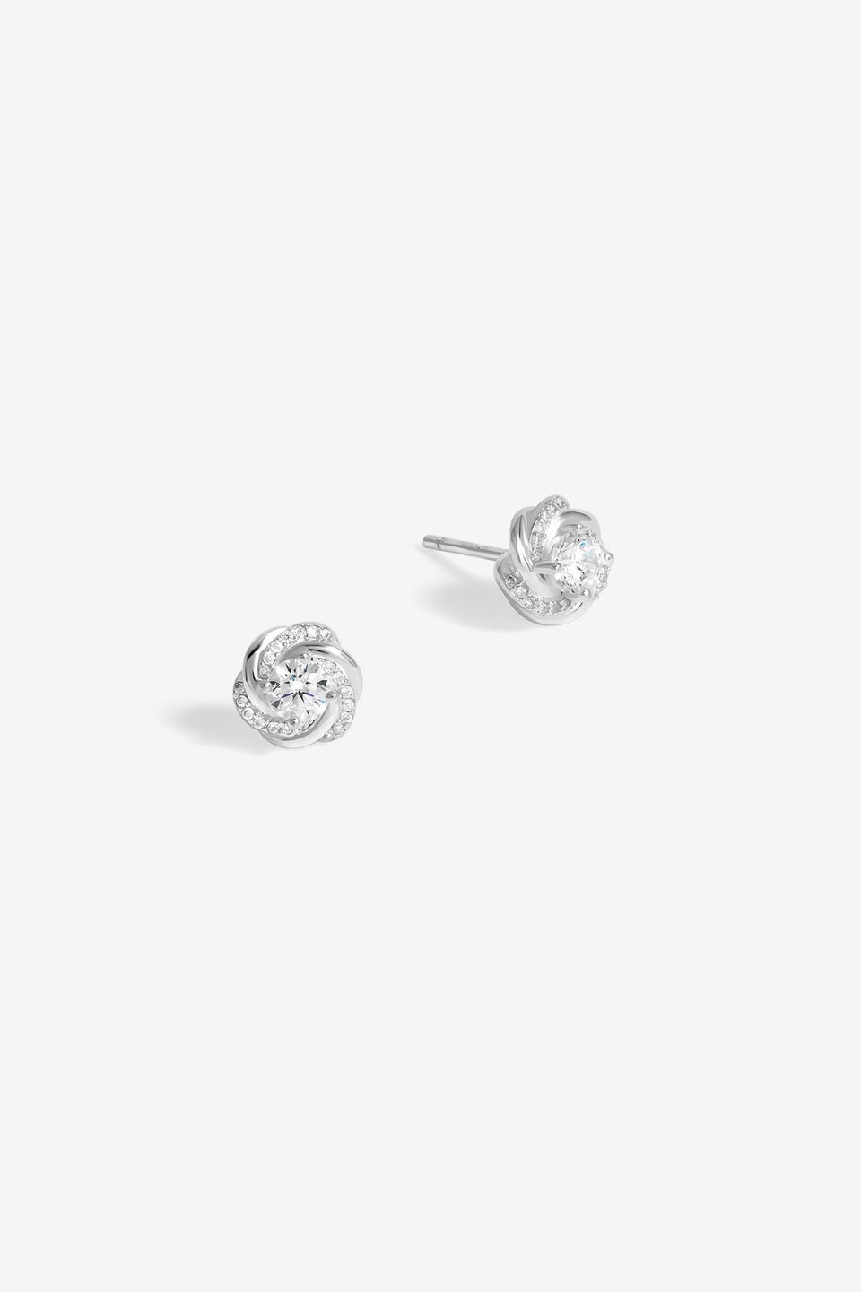 Simply Silver Sterling Silver 925 Polished & Cubic Zirconia Knot Stud Earrings