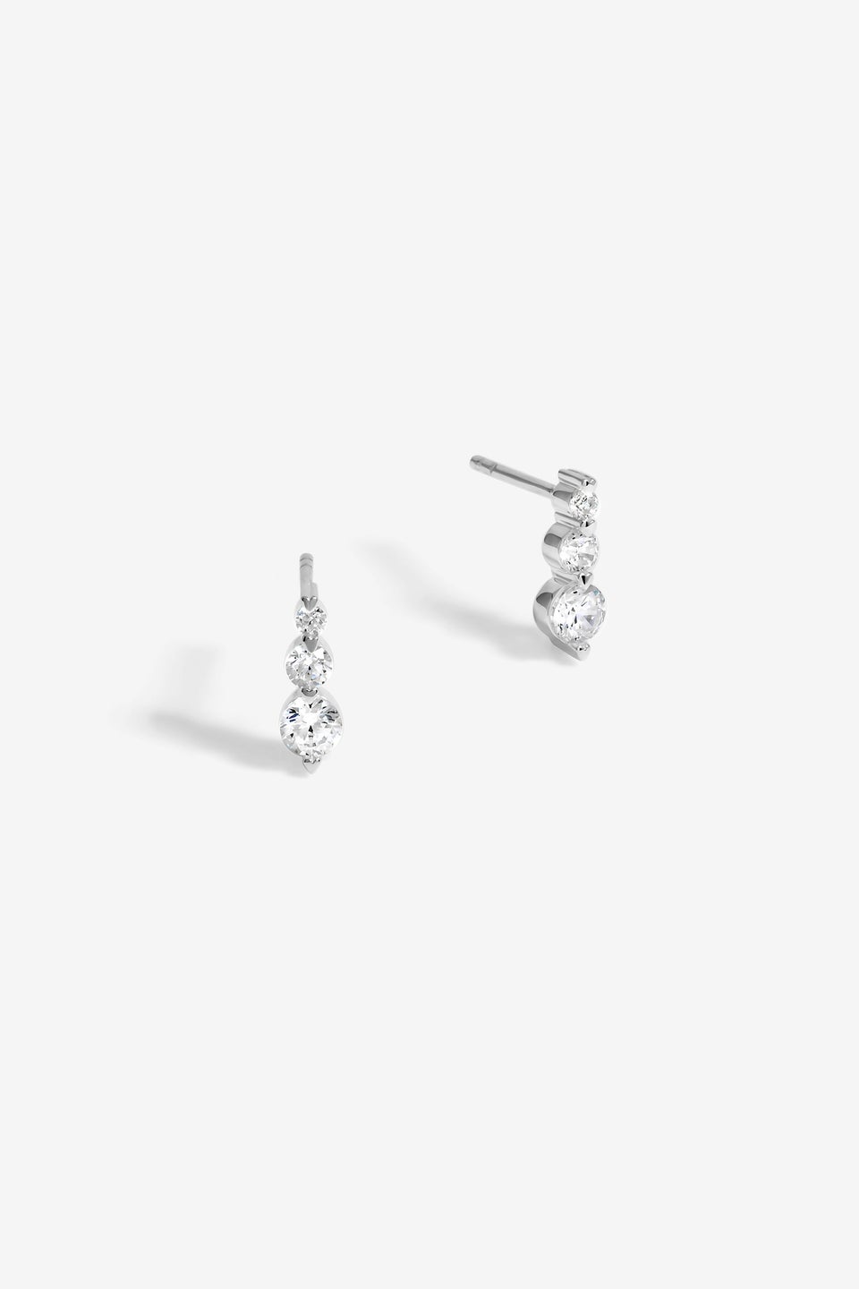 Simply Silver Sterling Silver 925 Cubic Zirconia Graduated Drop Stud Earrings