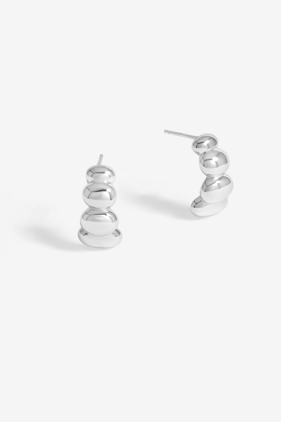 Simply Silver Sterling Silver 925 Polished Graduated Pebble Stud Earrings
