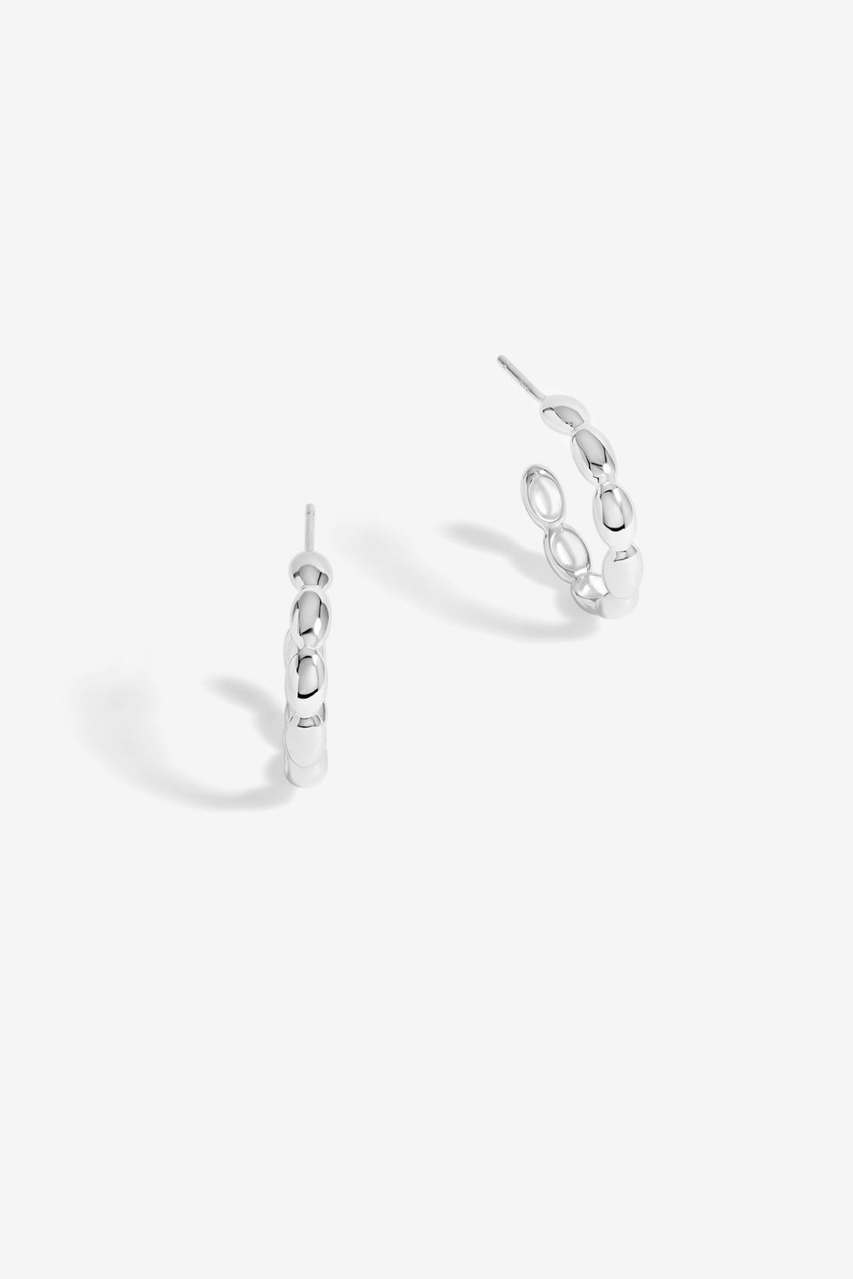 Simply Silver Sterling Silver 925 Polished Pebble Hoop Earrings