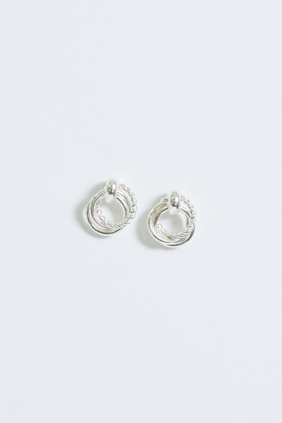Simply Silver Sterling Silver 925 Polished & Textured Interlocking Circle Stud Earrings