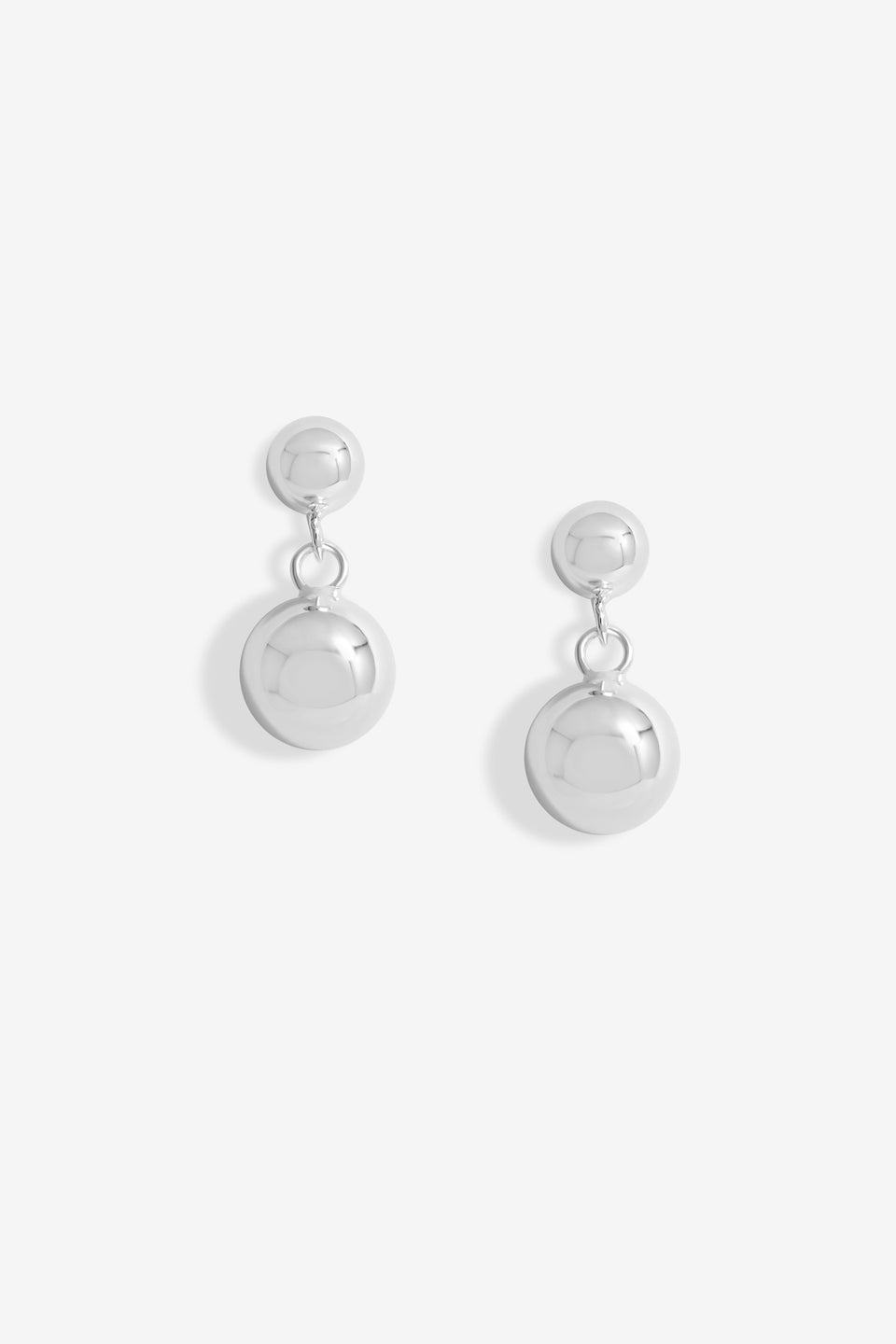 Simply Silver Sterling Silver 925 Polished Orb Double Drop Stud Earrings