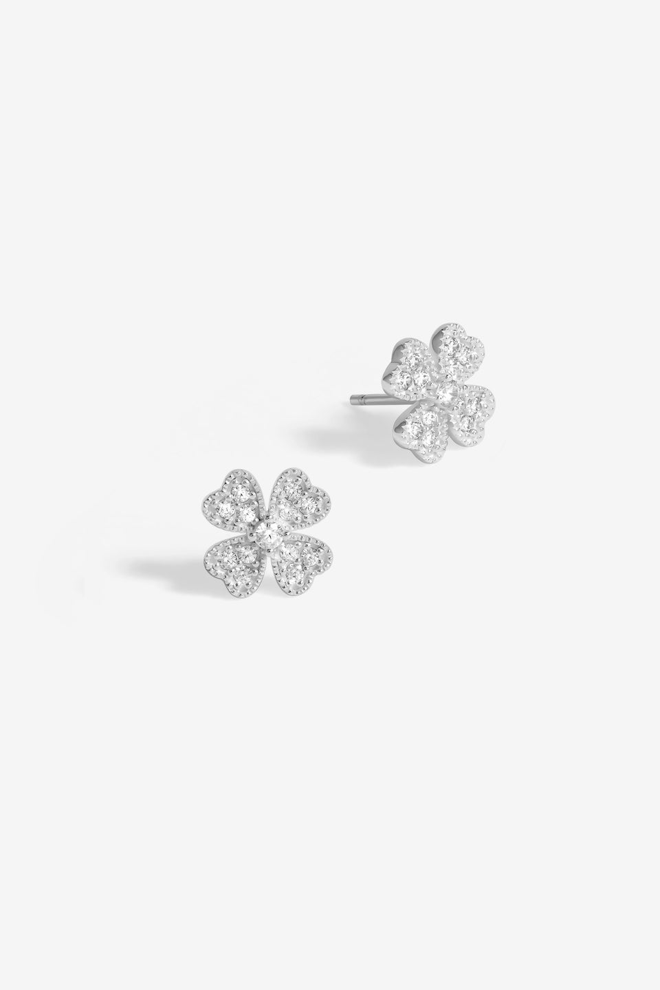 Simply Silver Sterling Silver 925 Cubic Zirconia Clover Large Stud Earrings