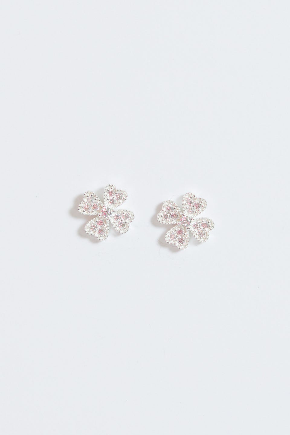 Simply Silver Sterling Silver 925 Cubic Zirconia Clover Large Stud Earrings