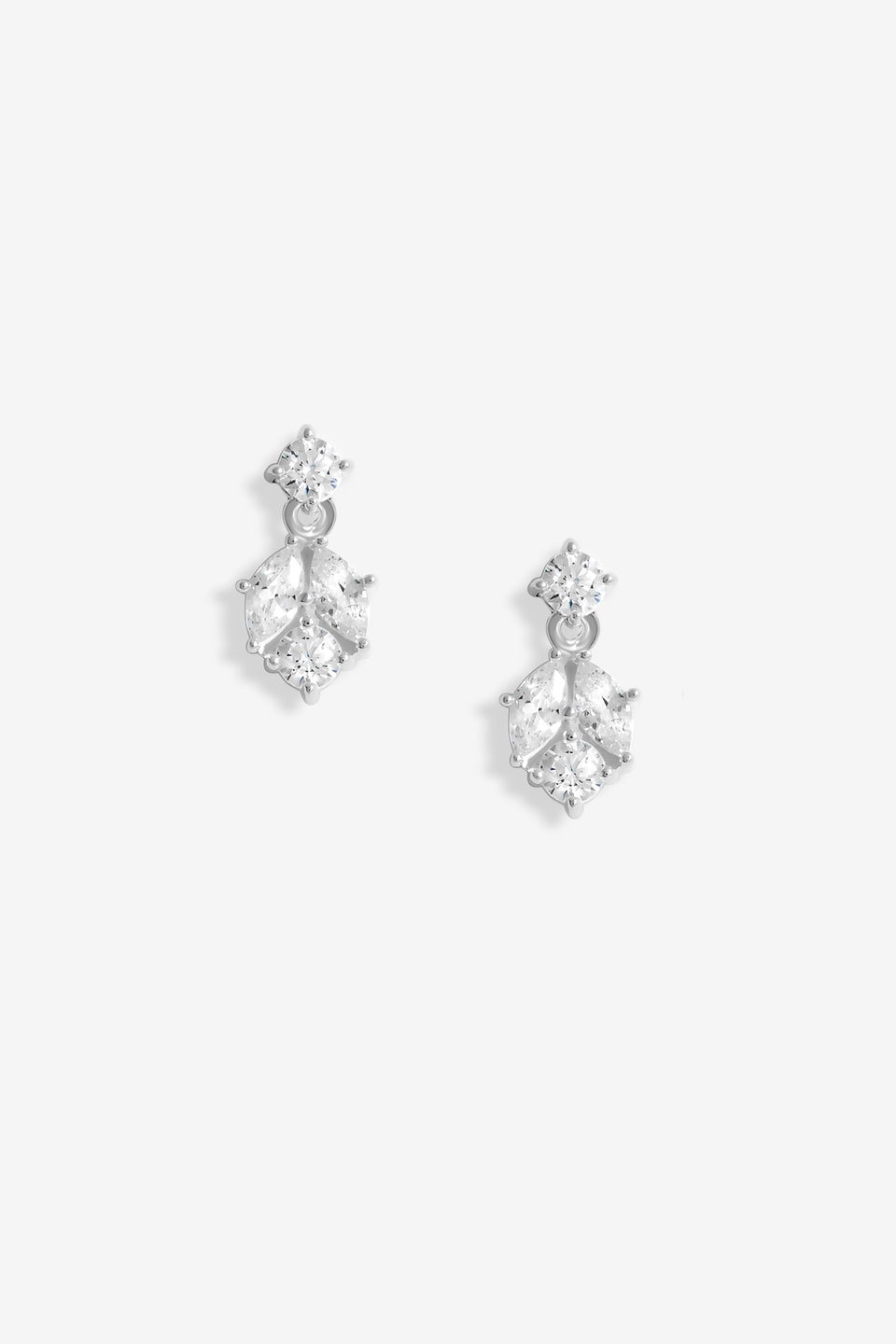 Simply Silver Sterling Silver 925 Cubic Zirconia Round Drop Stud Earrings