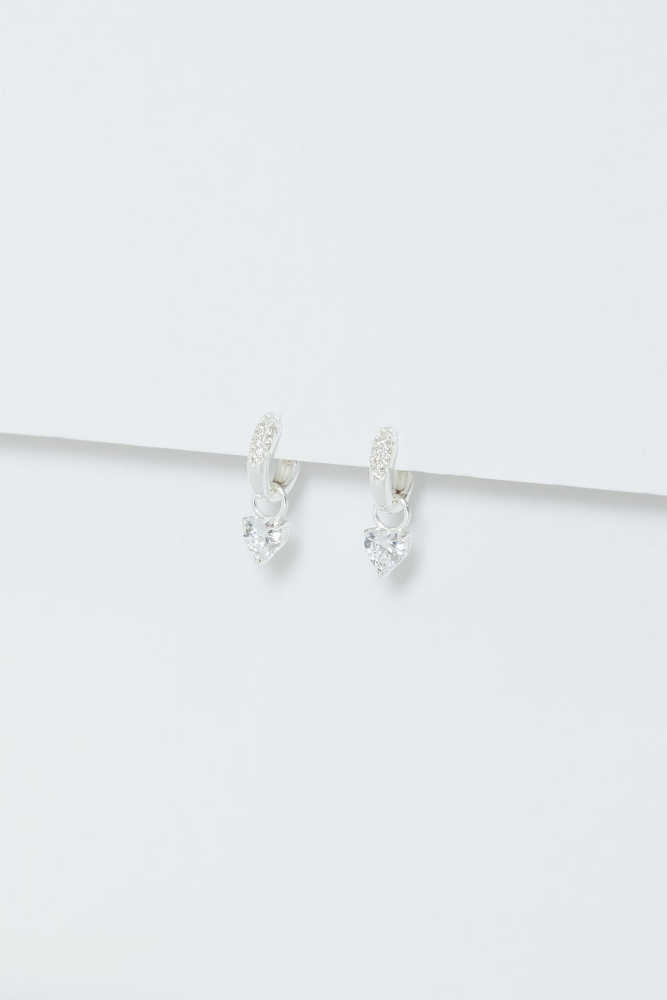Simply Silver Sterling Silver 925 Cubic Zirconia Heart Hoop Earrings