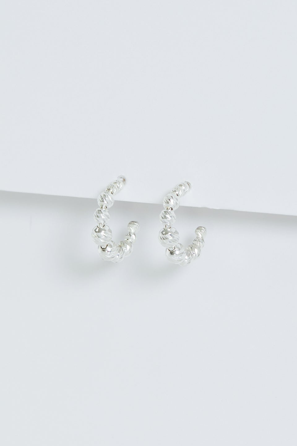 Simply Silver Sterling Silver 925 Polished & Beaded Hoop Earrings