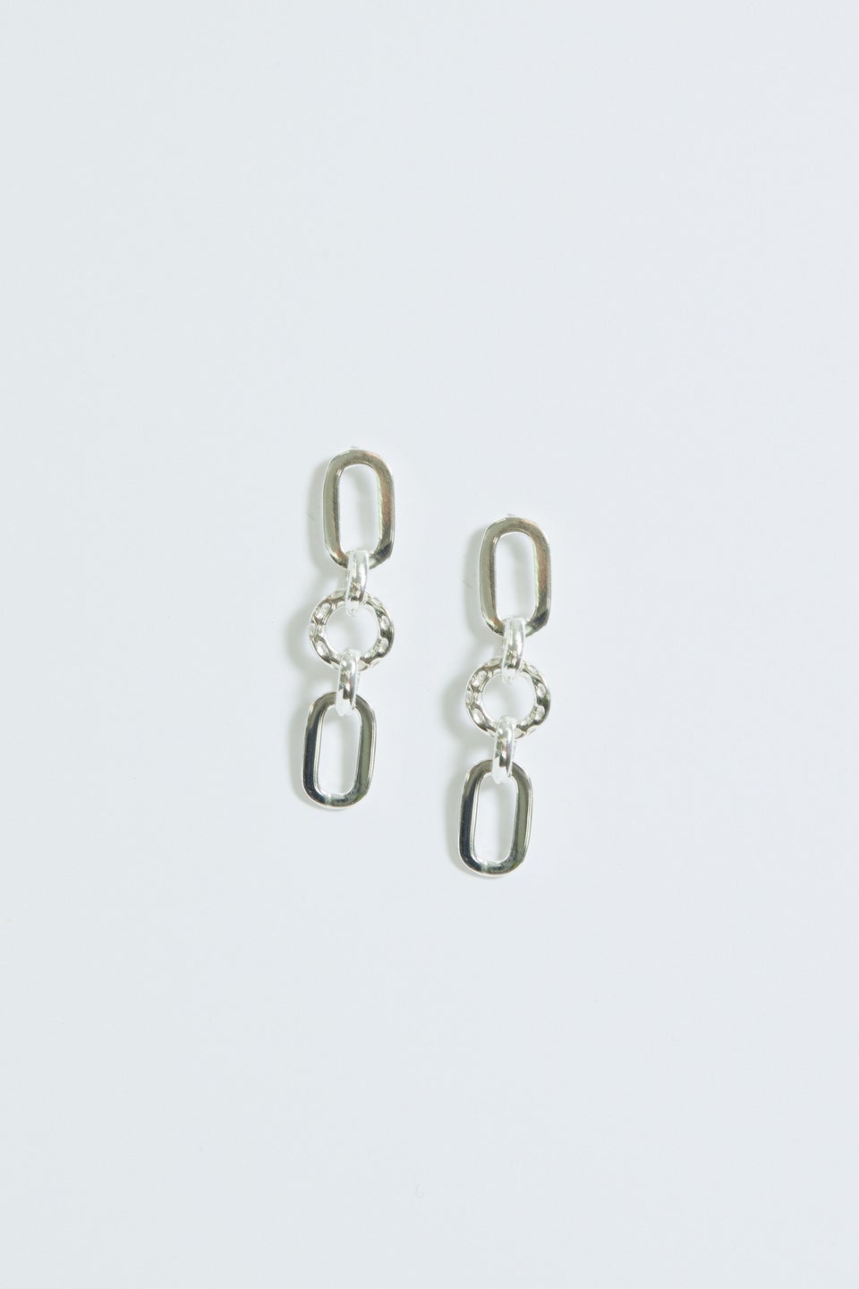 Simply Silver Sterling Silver 925 Polished & Textured Link Drop Earrings