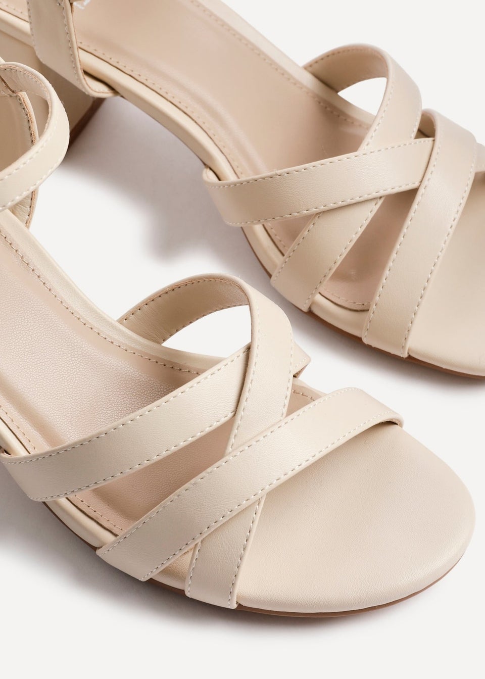 Linzi Flair Sand Faux Leather Heeled Sandals