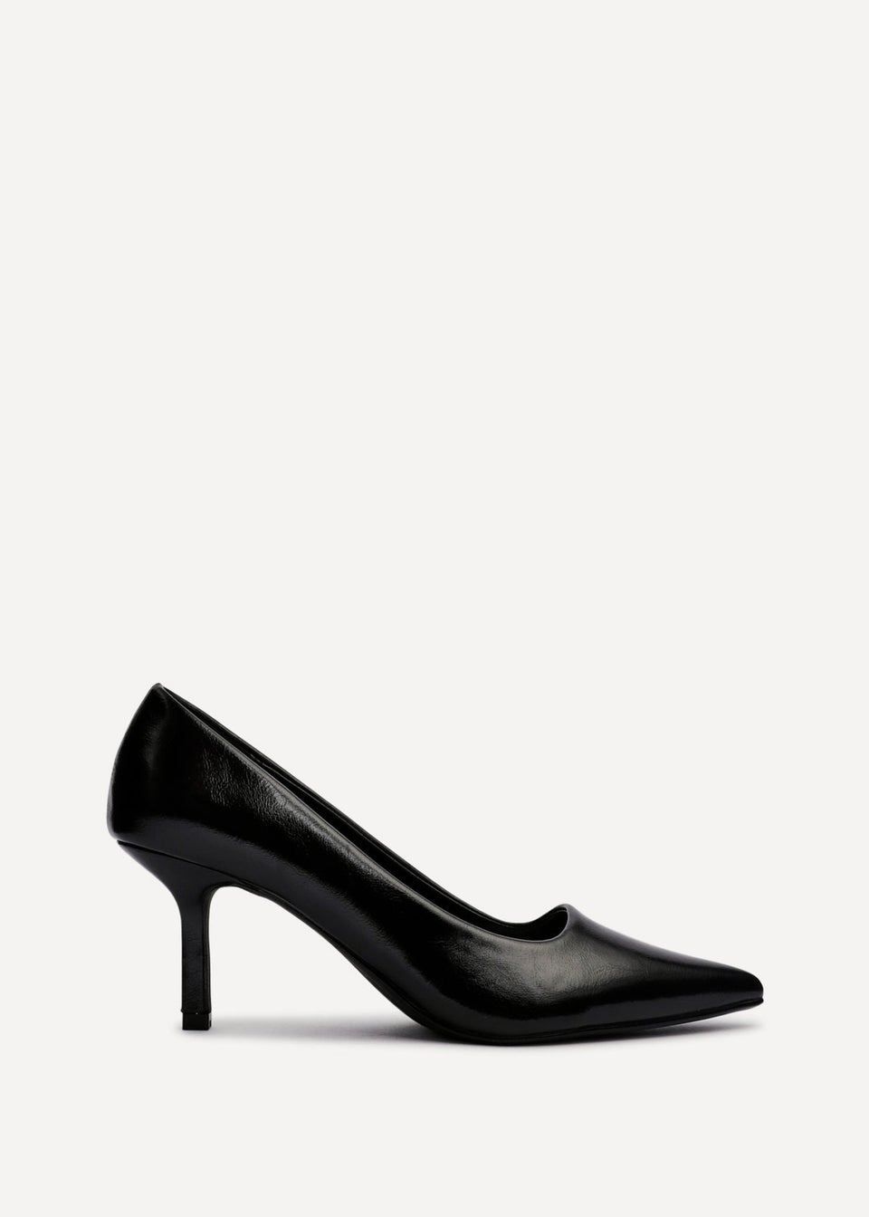 Linzi Kat Black Faux Leather Court Heels