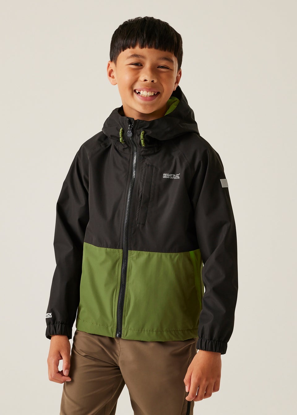 Regatta Black/Green Kids Hanleigh II Waterproof Breathable Isotex Jacket (3-13 Years)