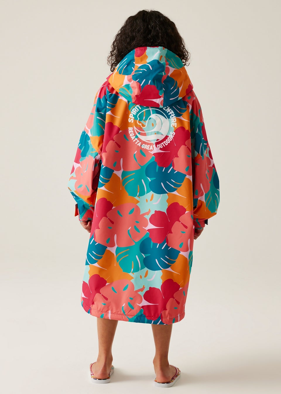 Regatta Tropical Leaf Print Kids Junior Waterproof Hydrofort Robe (3-13 Years)