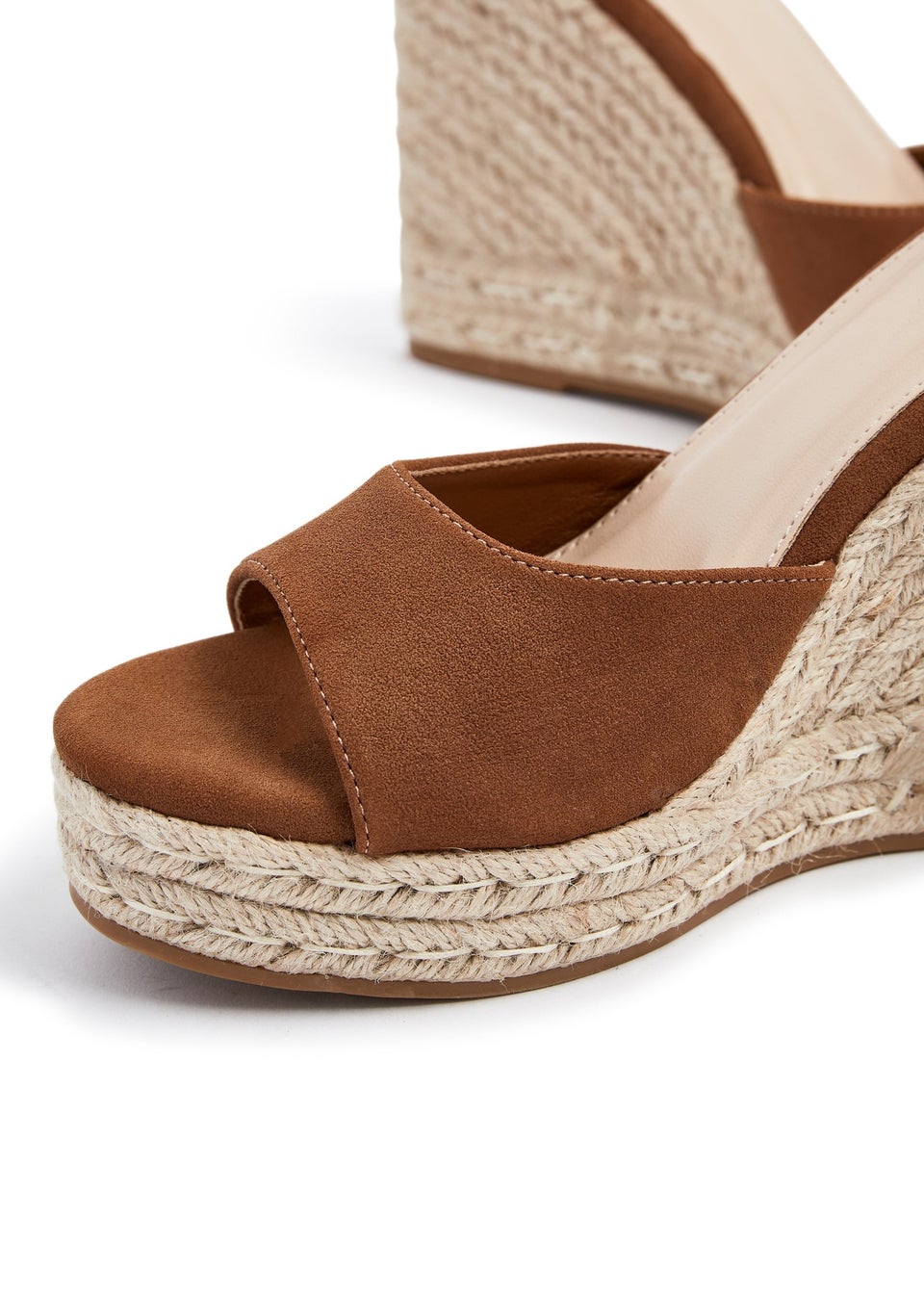Linzi Gracio Tan Faux Suede Rope Platform Wedge