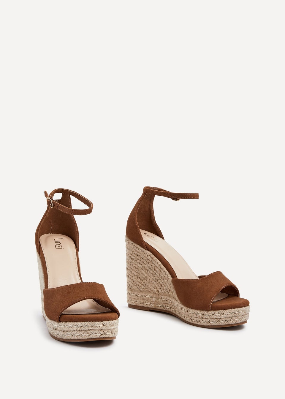 Linzi Gracio Tan Faux Suede Rope Platform Wedge
