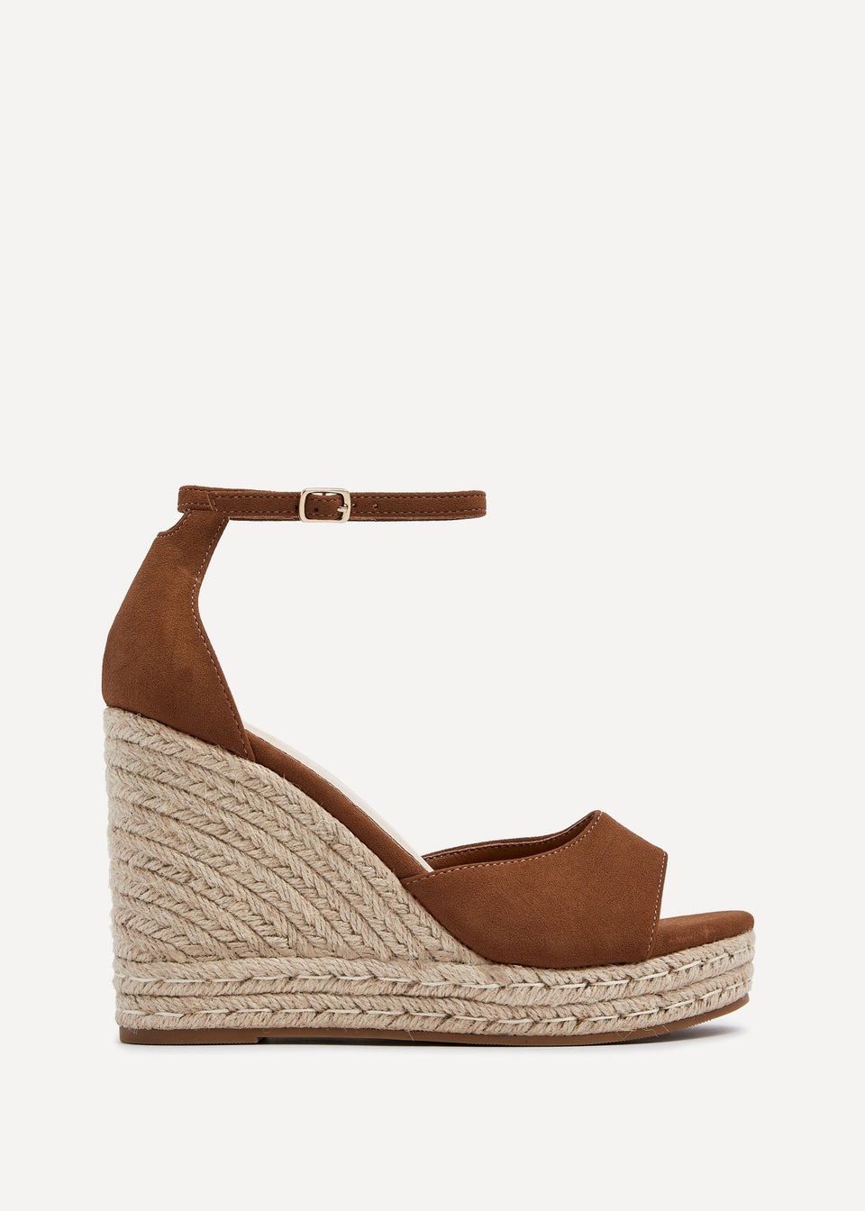Linzi Gracio Tan Faux Suede Rope Platform Wedge