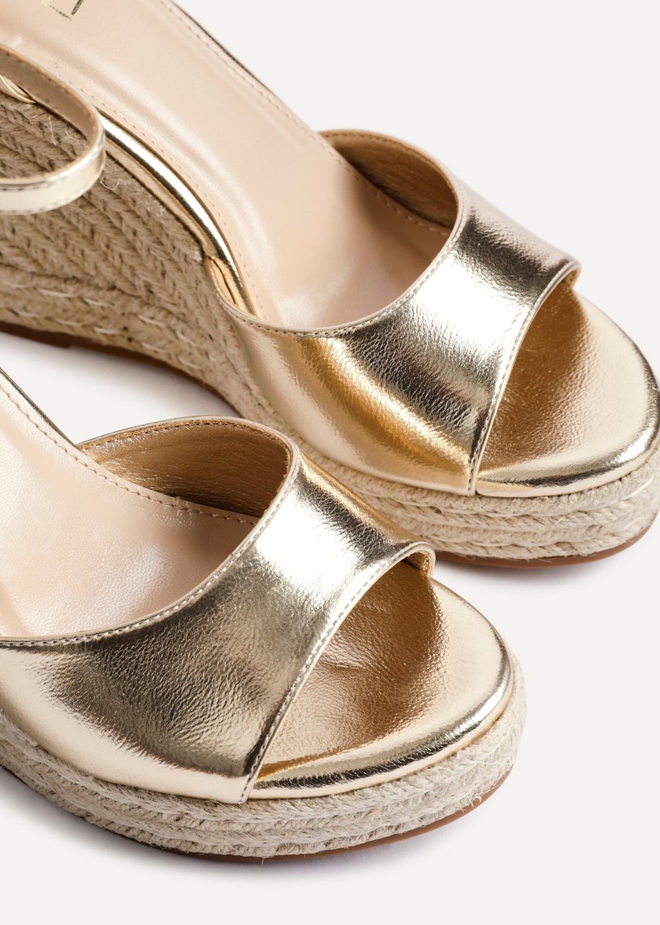 Linzi Gracio Gold Faux Leather Rope Platform Wedge