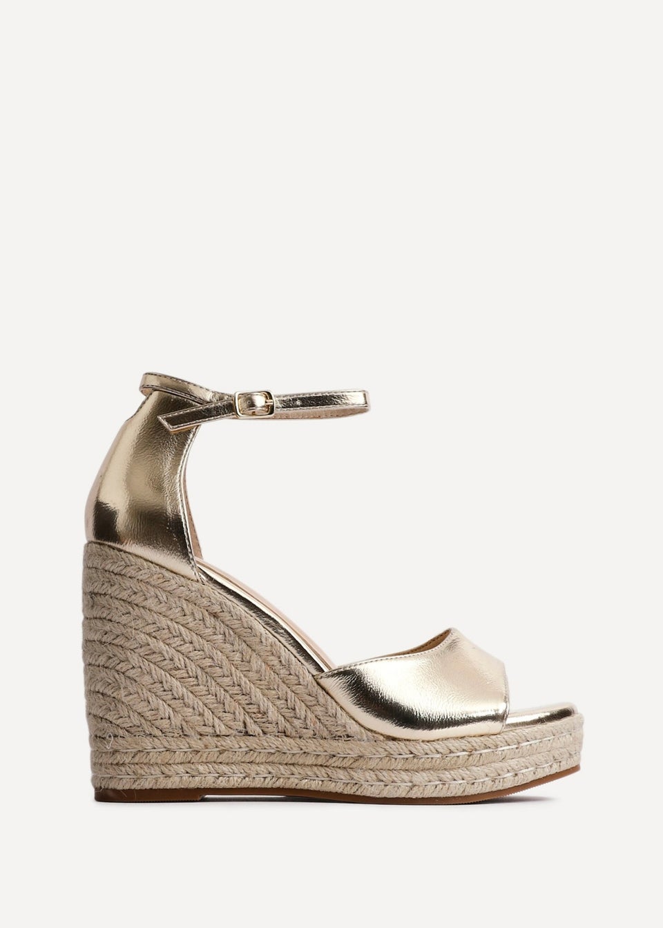 Linzi Gracio Gold Faux Leather Rope Platform Wedge